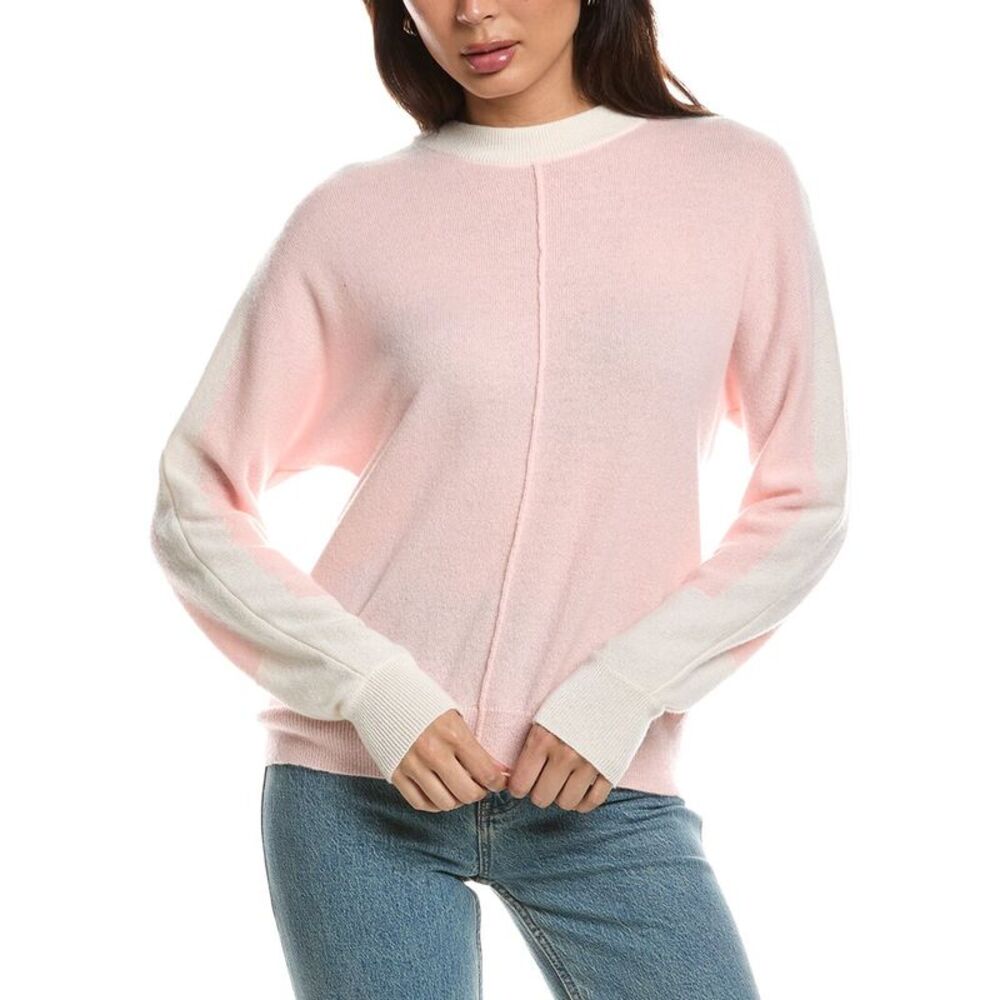 Forte Cashmere Womens  Pop Trim Dolman 100% Cashmere Sweater, Pink